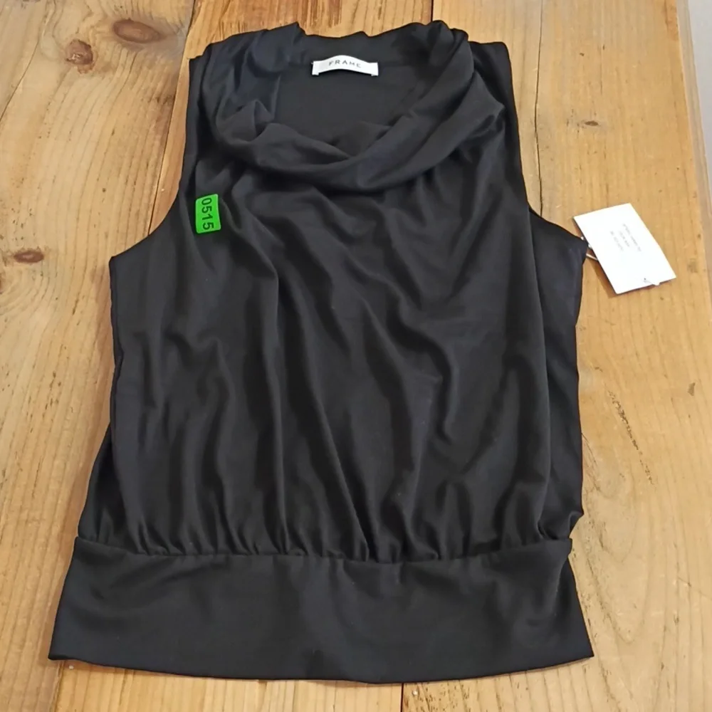Frame Black Drape Neck Sleeveless Blouse NWT